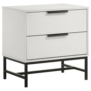 English Elm Yountville Two Drawer Nightstand White Melamine Finish with Black Hardware Modern Bedroom B2777P536491