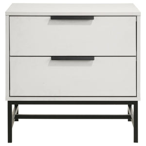 English Elm Yountville Two Drawer Nightstand White Melamine Finish with Black Hardware Modern Bedroom B2777P536491