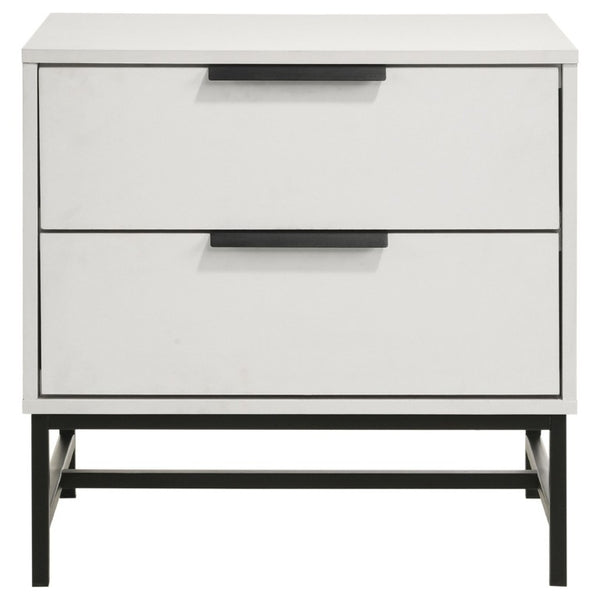 English Elm Yountville Two Drawer Nightstand White Melamine Finish with Black Hardware Modern Bedroom B2777P536491