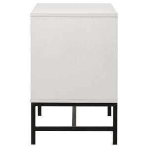 English Elm Yountville Two Drawer Nightstand White Melamine Finish with Black Hardware Modern Bedroom B2777P536491