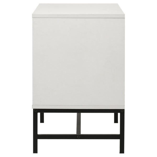 English Elm Yountville Two Drawer Nightstand White Melamine Finish with Black Hardware Modern Bedroom B2777P536491