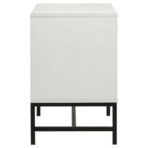 English Elm Yountville Two Drawer Nightstand White Melamine Finish with Black Hardware Modern Bedroom B2777P536491
