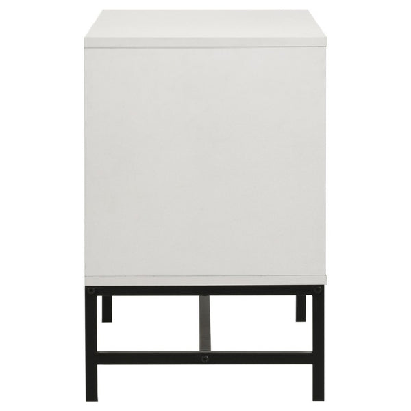 English Elm Yountville Two Drawer Nightstand White Melamine Finish with Black Hardware Modern Bedroom B2777P536491