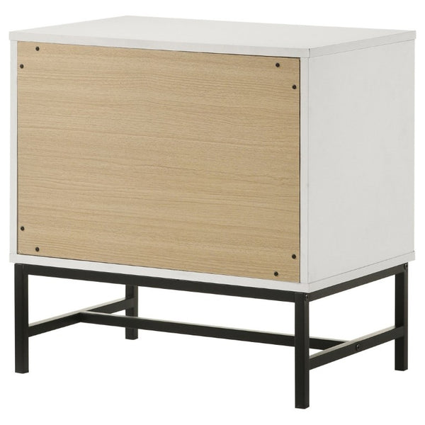 English Elm Yountville Two Drawer Nightstand White Melamine Finish with Black Hardware Modern Bedroom B2777P536491