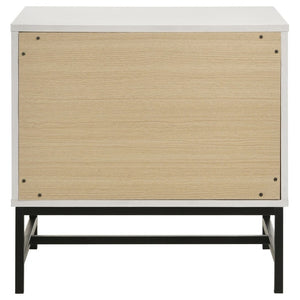 English Elm Yountville Two Drawer Nightstand White Melamine Finish with Black Hardware Modern Bedroom B2777P536491