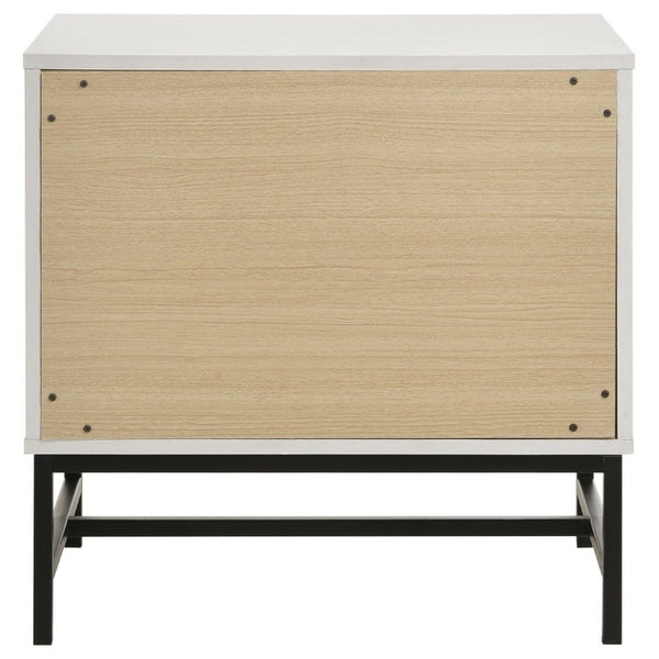 English Elm Yountville Two Drawer Nightstand White Melamine Finish with Black Hardware Modern Bedroom B2777P536491