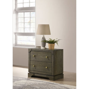English Elm Sundance Two Drawer Hardwood Nightstand with Brass Hardware for Transitional Bedrooms B2777P536492