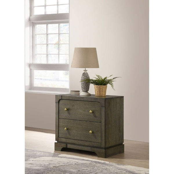 English Elm Sundance Two Drawer Hardwood Nightstand with Brass Hardware for Transitional Bedrooms B2777P536492
