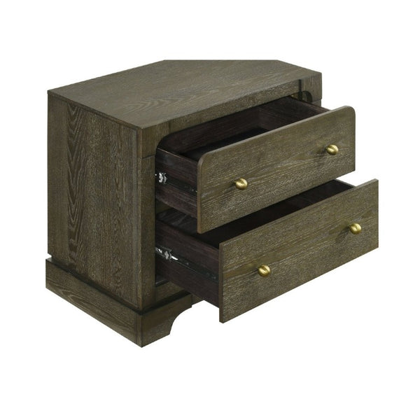 English Elm Sundance Two Drawer Hardwood Nightstand with Brass Hardware for Transitional Bedrooms B2777P536492