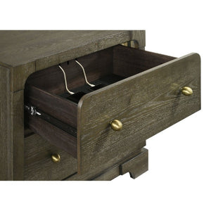 English Elm Sundance Two Drawer Hardwood Nightstand with Brass Hardware for Transitional Bedrooms B2777P536492