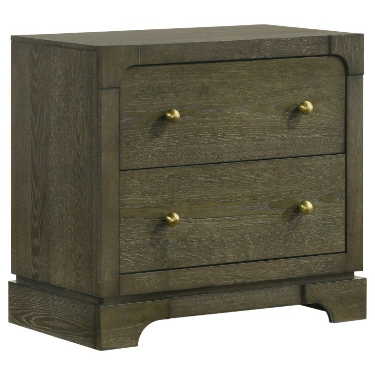 English Elm Sundance Two Drawer Hardwood Nightstand with Brass Hardware for Transitional Bedrooms B2777P536492