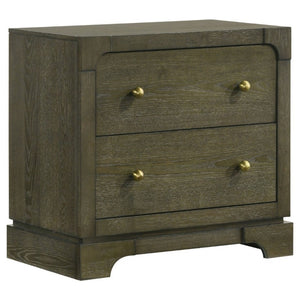 English Elm Sundance Two Drawer Hardwood Nightstand with Brass Hardware for Transitional Bedrooms B2777P536492