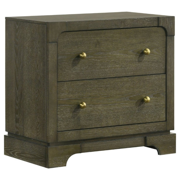 English Elm Sundance Two Drawer Hardwood Nightstand with Brass Hardware for Transitional Bedrooms B2777P536492