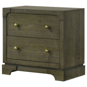 English Elm Sundance Two Drawer Hardwood Nightstand with Brass Hardware for Transitional Bedrooms B2777P536492