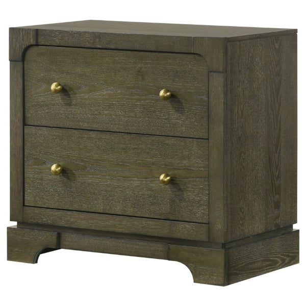 English Elm Sundance Two Drawer Hardwood Nightstand with Brass Hardware for Transitional Bedrooms B2777P536492