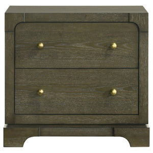 English Elm Sundance Two Drawer Hardwood Nightstand with Brass Hardware for Transitional Bedrooms B2777P536492