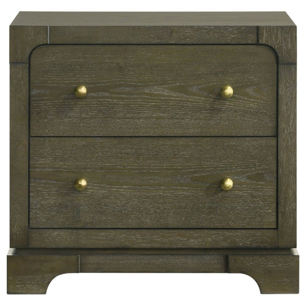 English Elm Sundance Two Drawer Hardwood Nightstand with Brass Hardware for Transitional Bedrooms B2777P536492