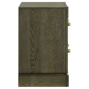 English Elm Sundance Two Drawer Hardwood Nightstand with Brass Hardware for Transitional Bedrooms B2777P536492