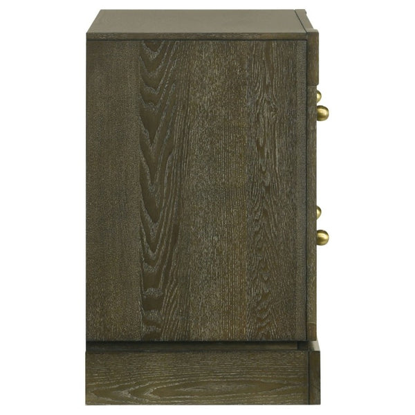 English Elm Sundance Two Drawer Hardwood Nightstand with Brass Hardware for Transitional Bedrooms B2777P536492