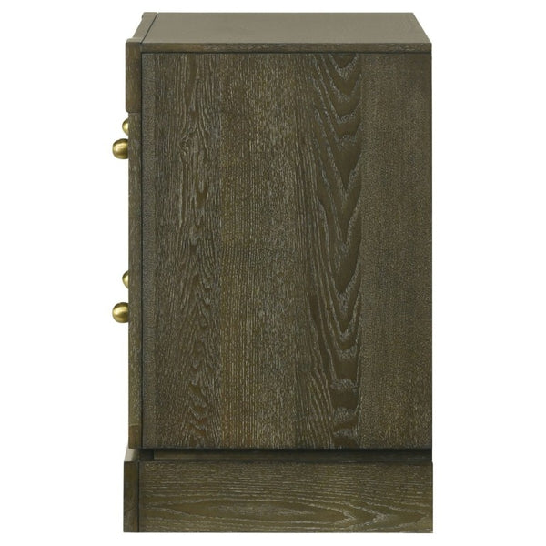 English Elm Sundance Two Drawer Hardwood Nightstand with Brass Hardware for Transitional Bedrooms B2777P536492