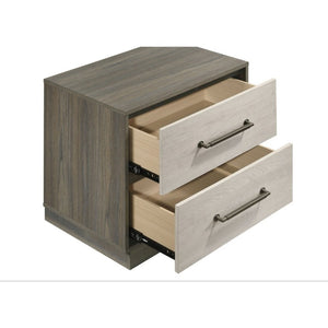 English Elm Edmondson Two Tone Oak Nightstand with Floating Base and Antique Nickel Hardware B2777P536493