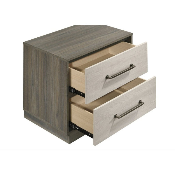 English Elm Edmondson Two Tone Oak Nightstand with Floating Base and Antique Nickel Hardware B2777P536493