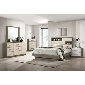 English Elm Edmondson Two Tone Oak Nightstand with Floating Base and Antique Nickel Hardware B2777P536493