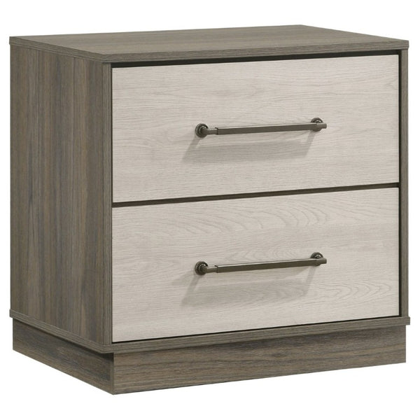 English Elm Edmondson Two Tone Oak Nightstand with Floating Base and Antique Nickel Hardware B2777P536493
