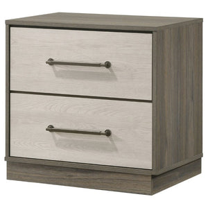 English Elm Edmondson Two Tone Oak Nightstand with Floating Base and Antique Nickel Hardware B2777P536493