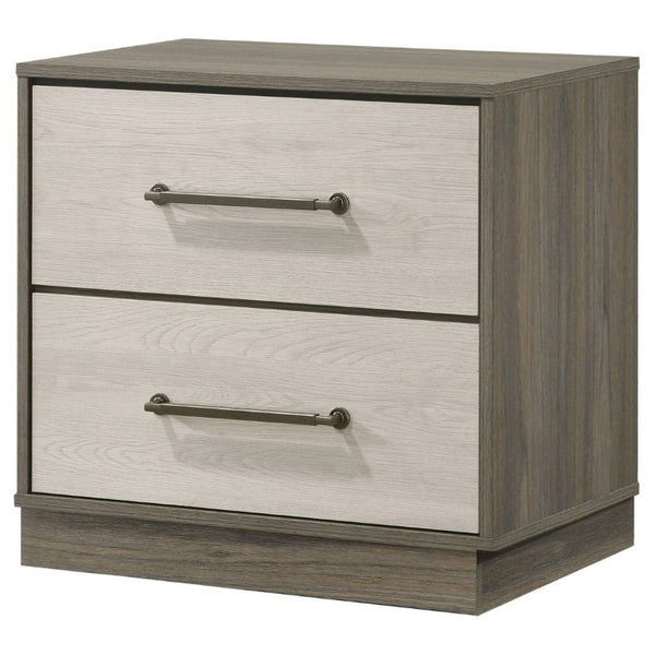 English Elm Edmondson Two Tone Oak Nightstand with Floating Base and Antique Nickel Hardware B2777P536493