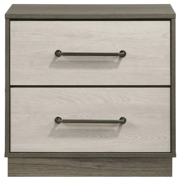 English Elm Edmondson Two Tone Oak Nightstand with Floating Base and Antique Nickel Hardware B2777P536493