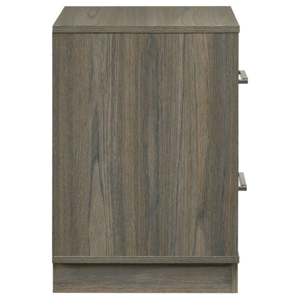English Elm Edmondson Two Tone Oak Nightstand with Floating Base and Antique Nickel Hardware B2777P536493