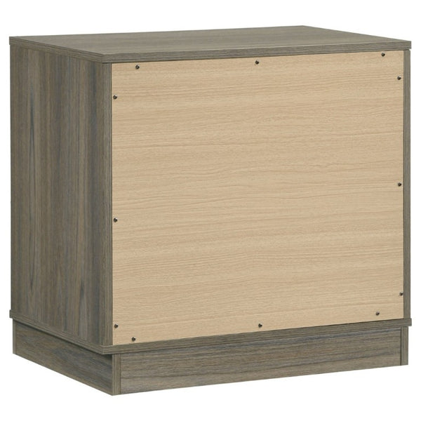 English Elm Edmondson Two Tone Oak Nightstand with Floating Base and Antique Nickel Hardware B2777P536493