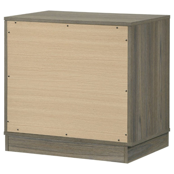 English Elm Edmondson Two Tone Oak Nightstand with Floating Base and Antique Nickel Hardware B2777P536493