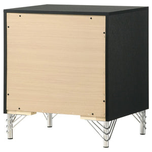 English Elm Malcolm Glam Nightstand Two Drawer Matte Black Chrome Trim Acrylic Hairpin Leg Bedside B2777P536494