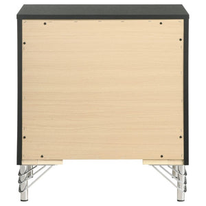 English Elm Malcolm Glam Nightstand Two Drawer Matte Black Chrome Trim Acrylic Hairpin Leg Bedside B2777P536494