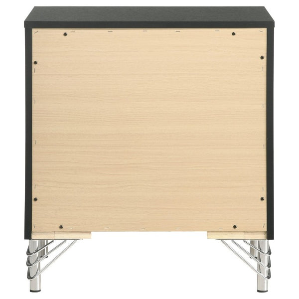 English Elm Malcolm Glam Nightstand Two Drawer Matte Black Chrome Trim Acrylic Hairpin Leg Bedside B2777P536494