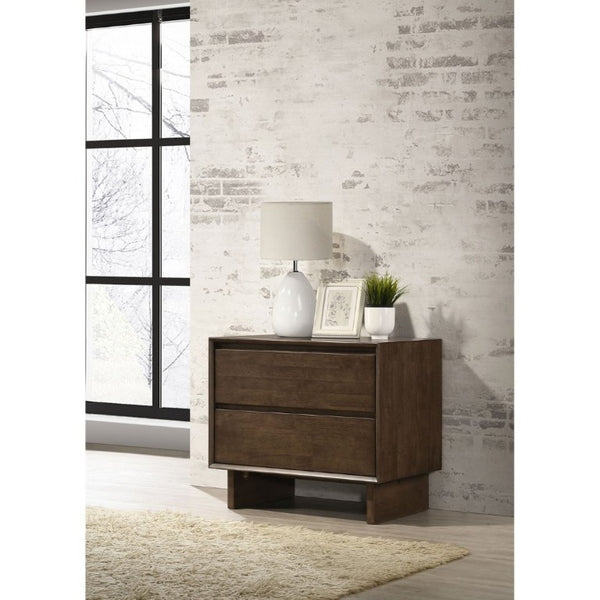 English Elm Hemlock Solid Wood Nightstand with Two Felt-Lined Drawers for Modern Bedrooms B2777P536495