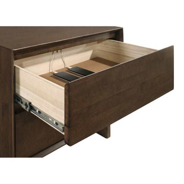 English Elm Hemlock Solid Wood Nightstand with Two Felt-Lined Drawers for Modern Bedrooms B2777P536495