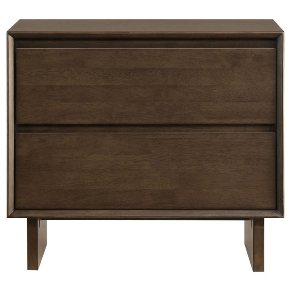 English Elm Hemlock Solid Wood Nightstand with Two Felt-Lined Drawers for Modern Bedrooms B2777P536495