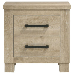 English Elm Sansome Modern Farmhouse Two Drawer Nightstand Weathered Oak Veneer Bedside Storage B2777P536496
