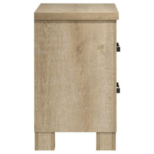 English Elm Sansome Modern Farmhouse Two Drawer Nightstand Weathered Oak Veneer Bedside Storage B2777P536496