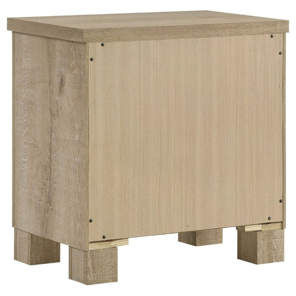 English Elm Sansome Modern Farmhouse Two Drawer Nightstand Weathered Oak Veneer Bedside Storage B2777P536496