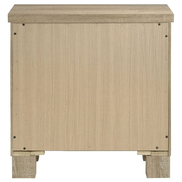 English Elm Sansome Modern Farmhouse Two Drawer Nightstand Weathered Oak Veneer Bedside Storage B2777P536496