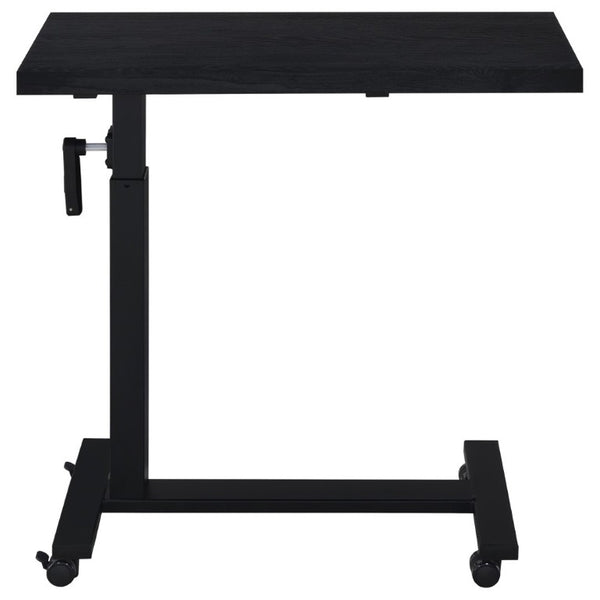 English Elm Geary Rolling C-Shaped Side Table with Hand Crank Height Adjustment and Locking Casters B2777P536499