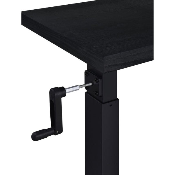 English Elm Geary Rolling C-Shaped Side Table with Hand Crank Height Adjustment and Locking Casters B2777P536499
