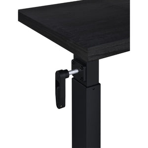 English Elm Geary Rolling C-Shaped Side Table with Hand Crank Height Adjustment and Locking Casters B2777P536499