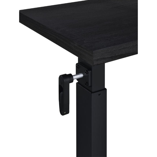 English Elm Geary Rolling C-Shaped Side Table with Hand Crank Height Adjustment and Locking Casters B2777P536499