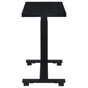 English Elm Geary Rolling C-Shaped Side Table with Hand Crank Height Adjustment and Locking Casters B2777P536499