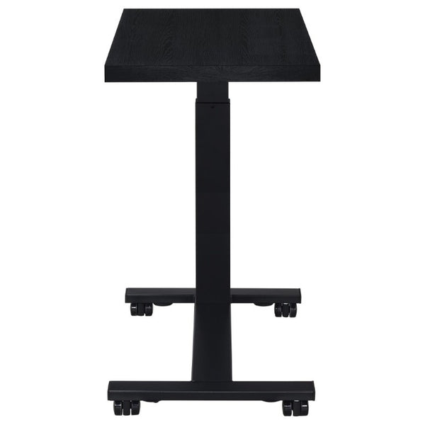 English Elm Geary Rolling C-Shaped Side Table with Hand Crank Height Adjustment and Locking Casters B2777P536499